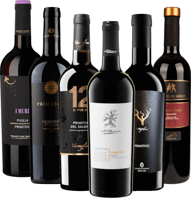 Apuliens Primitivo skatter - 6x provpaket