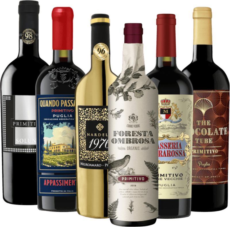 Primitivo Stilvolle Highlights 6-pack presentförpackning från VINELLO