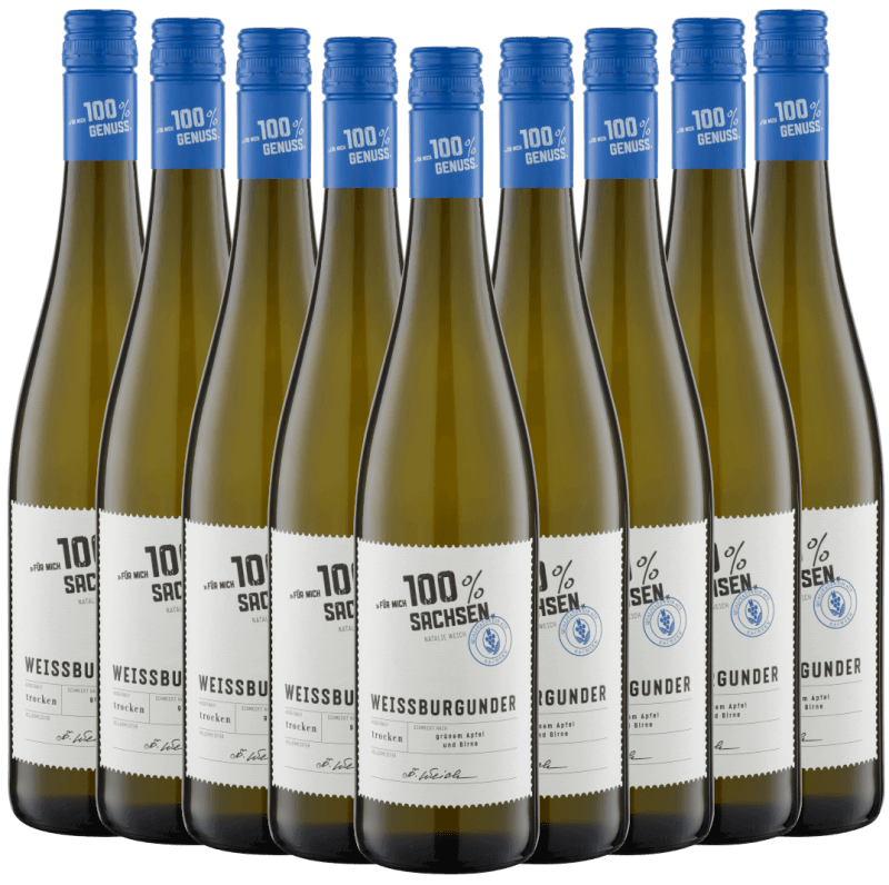 9x Vorteils-Weinpaket Für mich 100% Sachsen Weißburgunder trocken - WG Meissen